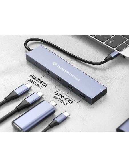 HUB CONCEPTRONIC USB 3.2 GEN 1, 4P USB-C, 100W PD