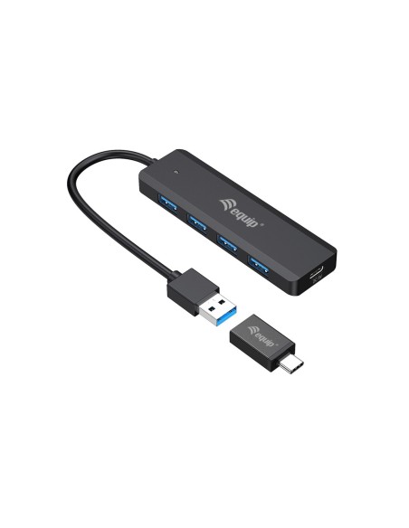 HUB EQUIP LIFE USB 4 PUERTOS USB 3.2 + ADAP. USB-C