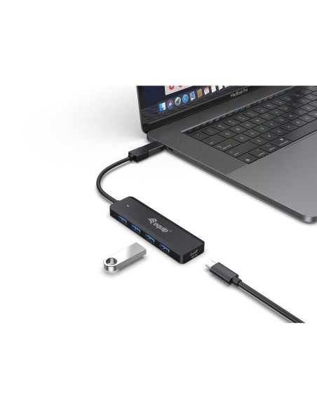 HUB EQUIP LIFE USB 4 PUERTOS USB 3.2 + ADAP. USB-C