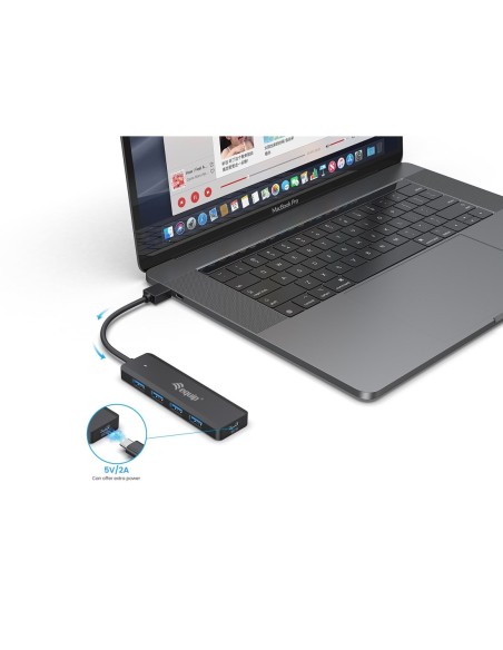 HUB EQUIP LIFE USB 4 PUERTOS USB 3.2 + ADAP. USB-C