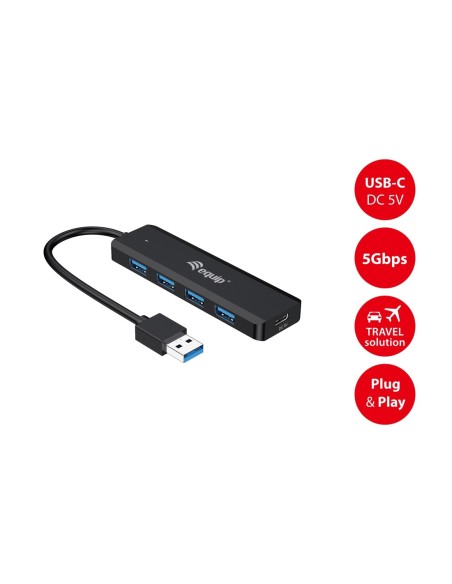 HUB EQUIP LIFE USB 4 PUERTOS USB 3.2 + ADAP. USB-C