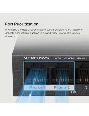SWITCH MERCUSYS 6 PUERTOS 10-100 4POE