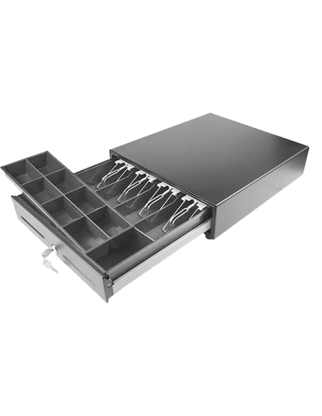 CAJON PORTAMONEDAS MUSTEK 41CM NEGRO GUIAS METALICAS