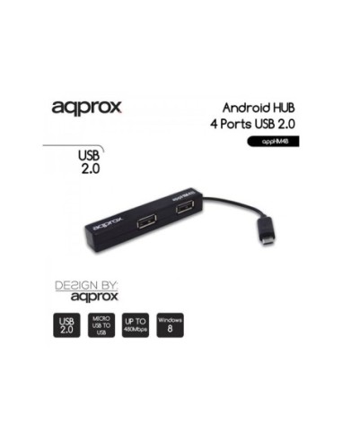 HUB USB 2.0 APPROX 4 PUERTOS MICRO...
