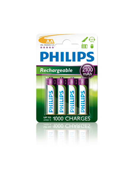 PILAS PHILIPS RECARGABLE R-6 2100MAH PACK 4