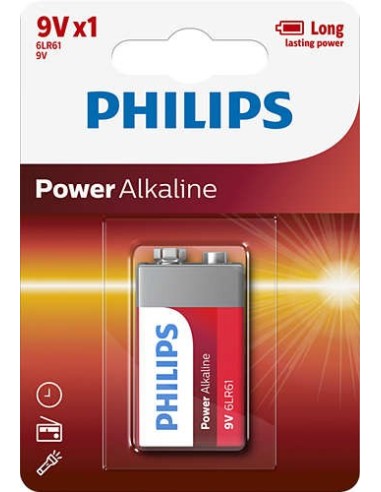 PILAS PHILIPS POWER ALKALINE BATERIA 9V