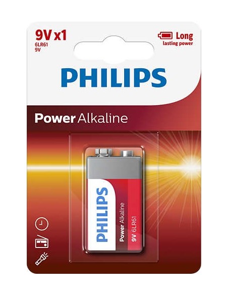 PILAS PHILIPS POWER ALKALINE BATERIA 9V