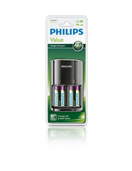CARGADOR PILAS PHILIPS SCB1450NB AA&AAA + 4 PILAS