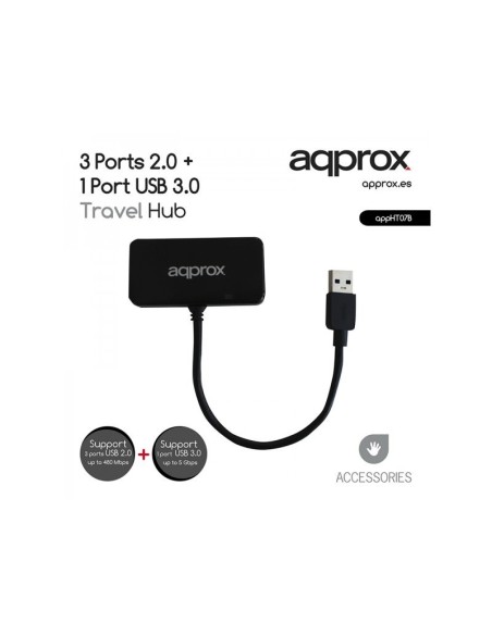 HUB USB 1X3.0 3X2.0 APPROX NEGRO