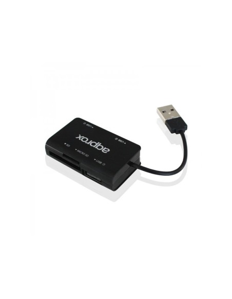 HUB USB 2.0 APPROX 3 PUERTOS NEGRO + LECTOR TARJET