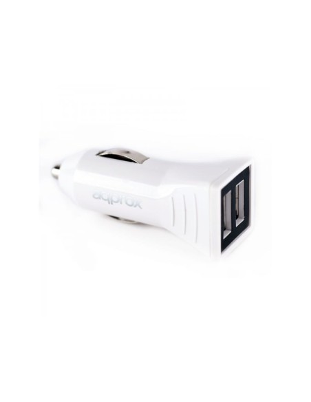 CARGADOR 2XUSB APPROX COCHE BLANCO