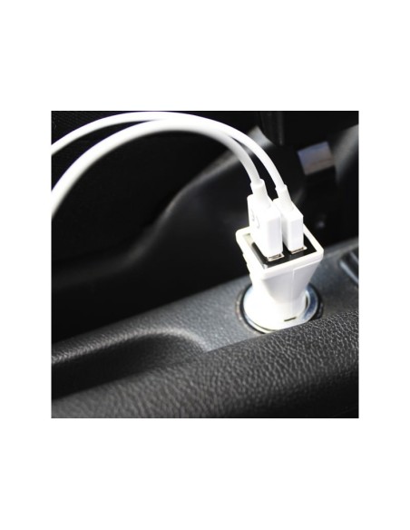 CARGADOR 2XUSB APPROX COCHE BLANCO