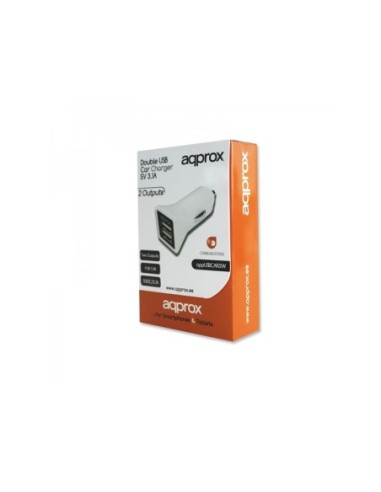 CARGADOR 2XUSB APPROX COCHE BLANCO