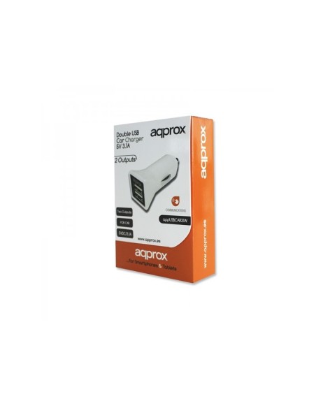 CARGADOR 2XUSB APPROX COCHE BLANCO