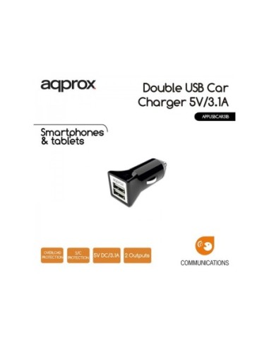 CARGADOR 2XUSB APPROX COCHE NEGRO