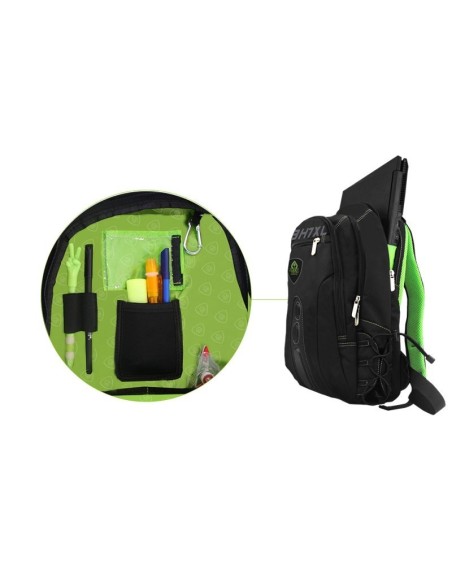 MOCHILA KEEP OUT BK7GXL NEGRA VERDE 17"