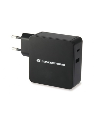 CARGADOR CONCEPTRONIC USB - USB-C 60W NEGRO