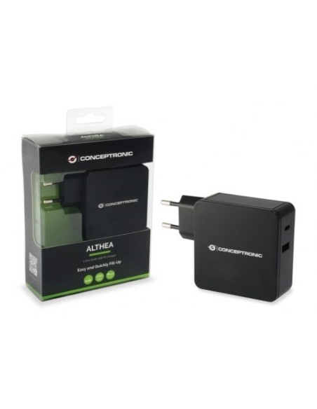 CARGADOR CONCEPTRONIC USB - USB-C 60W NEGRO