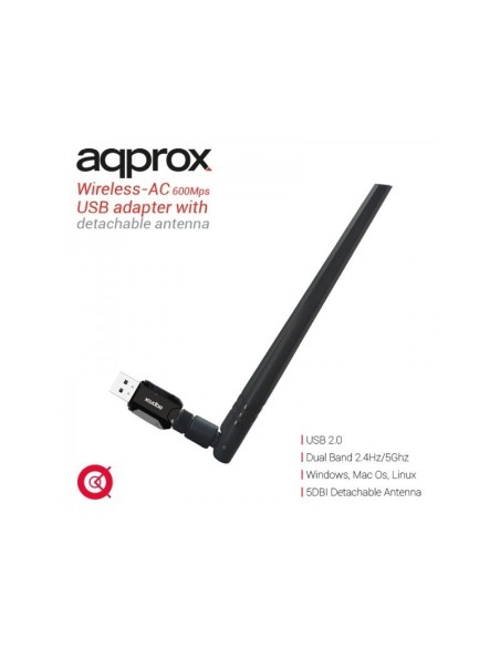 ADAPTADOR WIFI APPROX AC600N NANO CON ANTENA