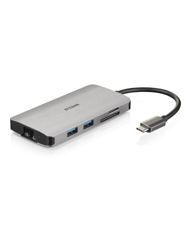 HUB USB D-LINK 8 EN 1 USB-C HDMI-TARJETAS-ETH