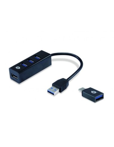 HUB CONCEPTRONIC USB 3.0 4 PUERTOS + ADAP. USB-C