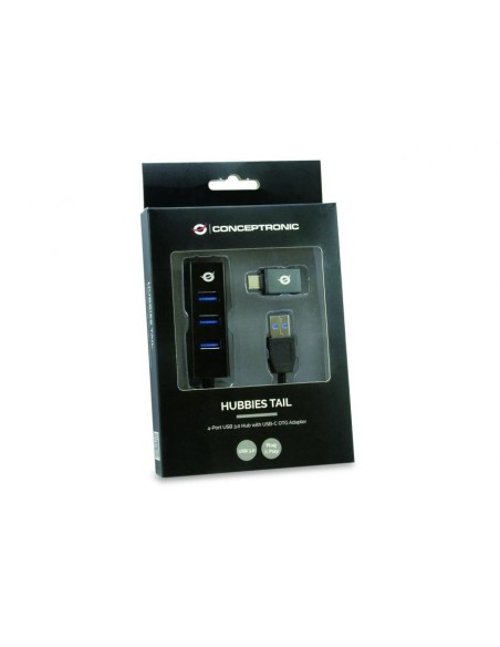 HUB CONCEPTRONIC USB 3.0 4 PUERTOS + ADAP. USB-C