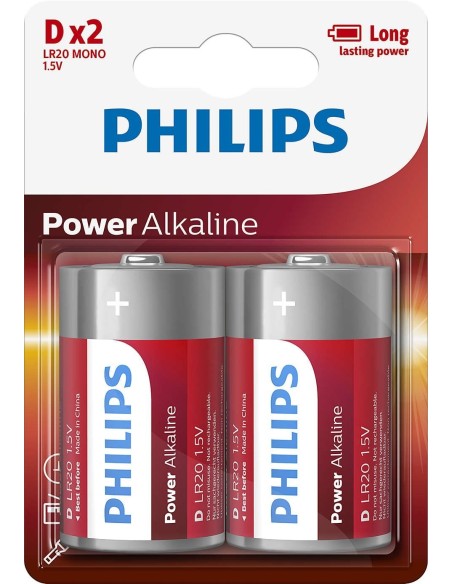 PILAS PHILIPS ALCALINA D-LR20 1.5V PACK 2