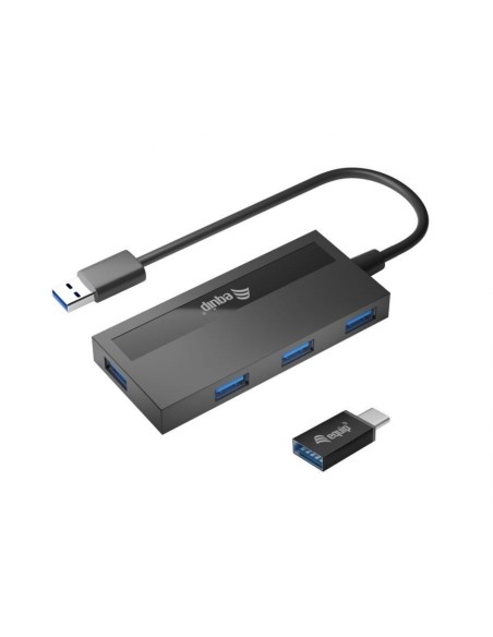 HUB EQUIP USB 3.0 4 PUERTOS + ADAP. USB-C