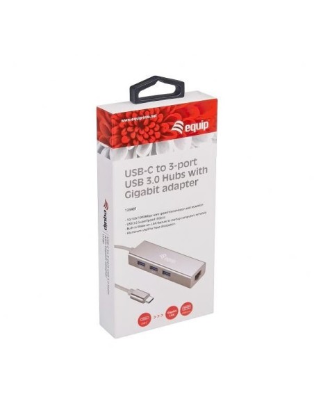 ADAPTADOR EQUIP USB-C A RJ45 GIGA + 3 USB 3.0