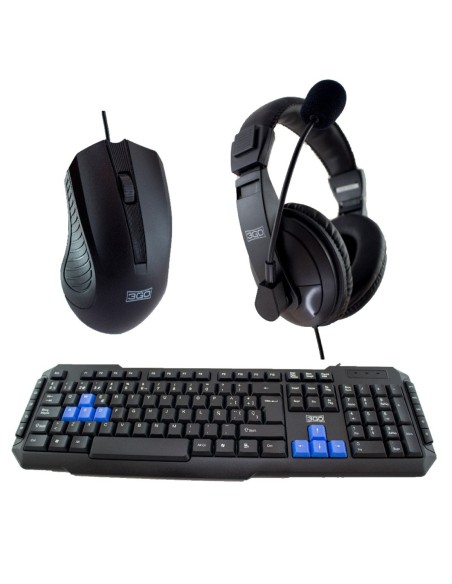 TECLADO + RATON + AURICULARES 3GO DRILE NEGRO
