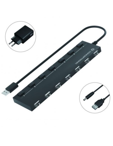 HUB CONCEPTRONIC USB 2.0 7 P CON INTER. Y ALIMENTA