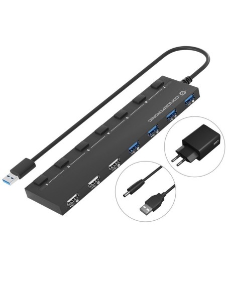 HUB CONCEPTRONIC USB 2.0-3.0 7 P CON INTER. Y ALIM