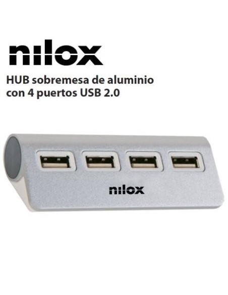 NILOX HUB 4 PUERTOS 2.0 ALUMINIO