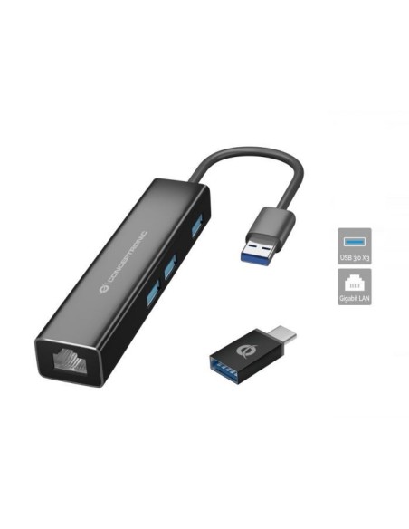 ADAPTADOR CONCEPTRONIC USB-A 3X USB 3.0 Y RED GIGA