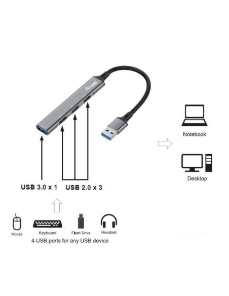 HUB EQUIP USB 3.0 4 PUERTOS (3P 2.0, 1P 3.0)