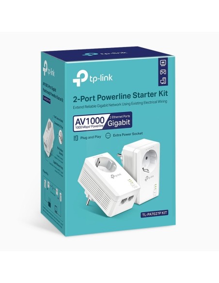 ADAPTADOR RED TP-LINK KIT 2X PLC AV1000 PASSTHROU