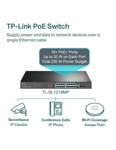 SWITCH TP-LINK SMB 16 PUERTOS 10-100 POE