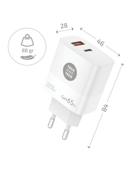 CARGADOR T1T GAN PD 3.0 65W USB-C + CABLE 1.2M 5A